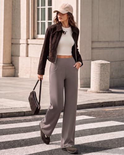 Image of Promover Wide Leg Pants for Woman Yoga Pants with Pockets Stretch