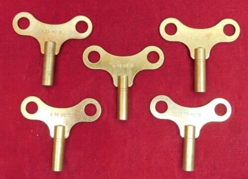 Generic Replacement for Set of 5 Clock Winding Keys 4.75 mm #10 New Savers Lot Solid Brass Number 10