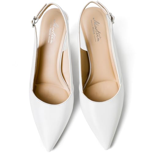 Image of Mostrin Kitten Heels for Women Slingback Pointed Closed Toe Heels Women's Pumps Shoes for Wedding, Party, Commuting