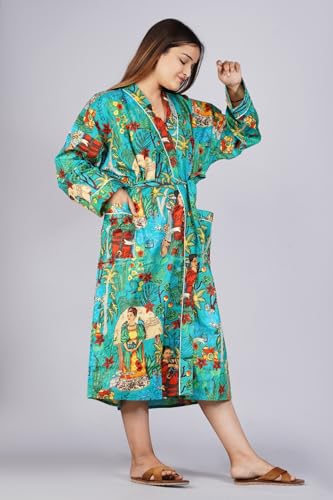 Image of Cotton Women Stylish Printed Kimono, Bath Robe,Night Wear Suit,Swim Wear, Night Dress, Beach Wear