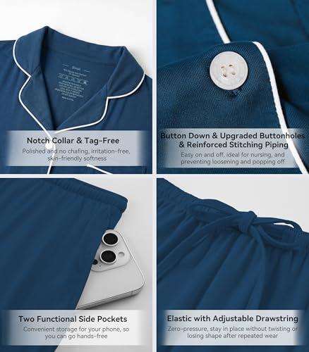 Image of WiWi Viscose from Bamboo Women's Pajamas Set Super Soft Button Down Top and Pants Sleepwear Cooling Pjs S-3X