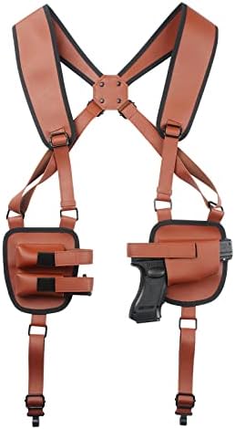Kosibate Shoulder Holster,Compatible with G17, G19, G26 43, Sig P220;P226,P229,and Full Sized 1911's and Other Like Sized Handguns,Right Wheel Concealed Carry Gun Holster for Women Men (Brown)