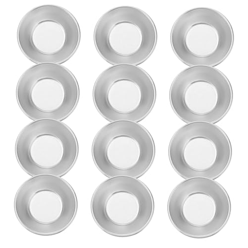 BRIGHTFUFU 25Pcs Aluminum Alloy Baking Molds Non Stick Round Tart Pans for Egg Tarts Mini Muffin Cups Reusable Bakeware for Cookies Silver Finish