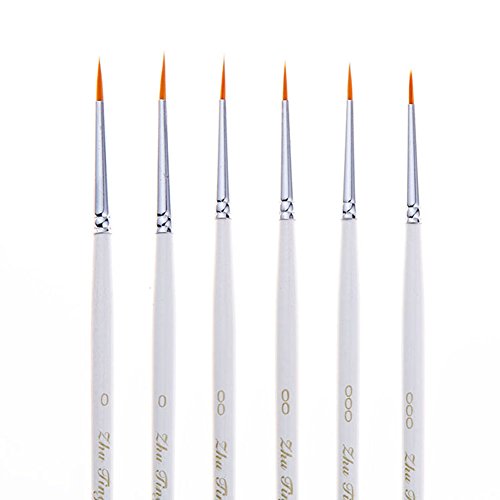Fine Detail Paint Brush Set, 6 Pieces Miniature Art Brushes For Fine Detailing,Art Painting - Acrylic, Watercolor, Oil - Miniatures, Models, Airplane Kits, Nail #TOP1