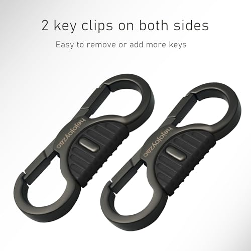 Image of Heavy Duty Keychain with Quick Release Double Carabiner Clip, Key Rings, D Ring, Car Key Holder for Belt Loop