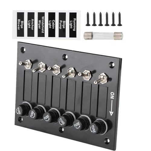 Delaman Panel de Interruptores de Palanca, DC 12V / 24V Geloo Panel de Interruptores Basculantes Apagado de 6 Pandillas Panel de Interruptores de Encendido para Marine Boat Caravan RV