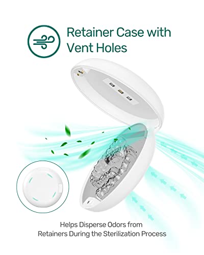 Retainer Case, Veamor Invisalign Case Holder, Uvc Disinfectant Box Portable, Dental Braces Case Slim Battery Powered With Protective Bag For Invisalign, Aligner - White #TOP2