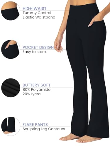 Sunzel Sunzfly Women's Mini Flare Leggings with Pockets High Waisted Tummy Control Yoga Pants Bootcut Workout Gym Casual2