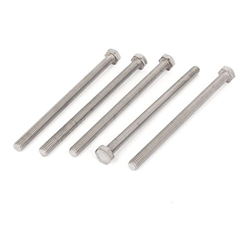 M6 x 100mm A2 Stainless Steel Fully Threaded Hex Head Screw Bolt 5 Pcs