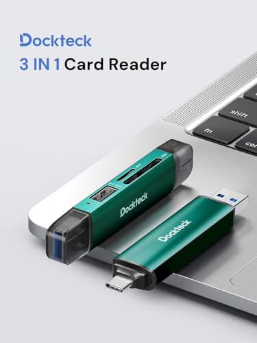 Image of Dockteck SD Card Reader, USB3.0, 3-Slot USB A /C to Micro SD Adapter,Green | 5G Super Speed, Memory Card Reader for UHS-I SD /Micro SD /SDHC /SDXC /MMC, OTG Support, Plug&Play,Compatible with Macbook iphone