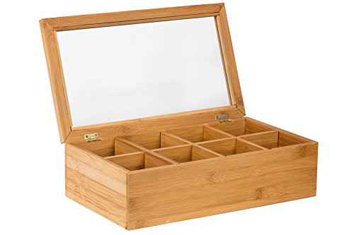 Sagler Tea Box Tea Storage Bamboo Natural, Nice Tea Chest Tea Packaging Good for Tea Bag Holder - Thumbnail 3