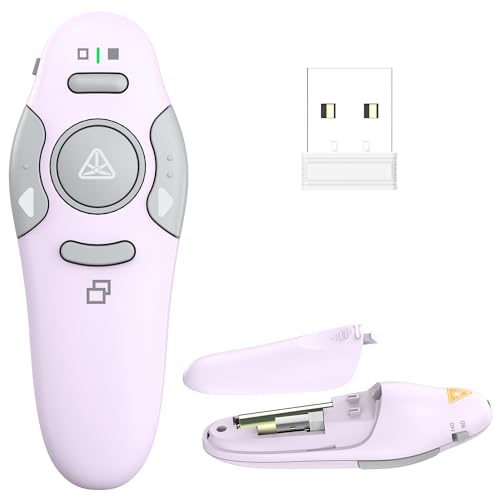 QUI Presentation Clicker Wireless Presenter Remote Clicker for PowerPoint Presentation Remote, PowerPoint Slide Advancer for Mac/Windows/Linux, Google Slide/PPT/Keynote, Purple
