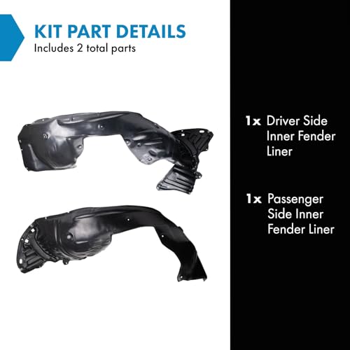 Image of TRQ Inner Fender Liner Set Compatible with 2014-2017 Honda Odyssey HO1248151 HO1249151