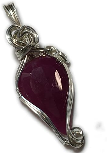 Ruby Pendant - Deep Red - 12ct Sterling Silver Arg. - w/ necklace 9ct 2314s5-16