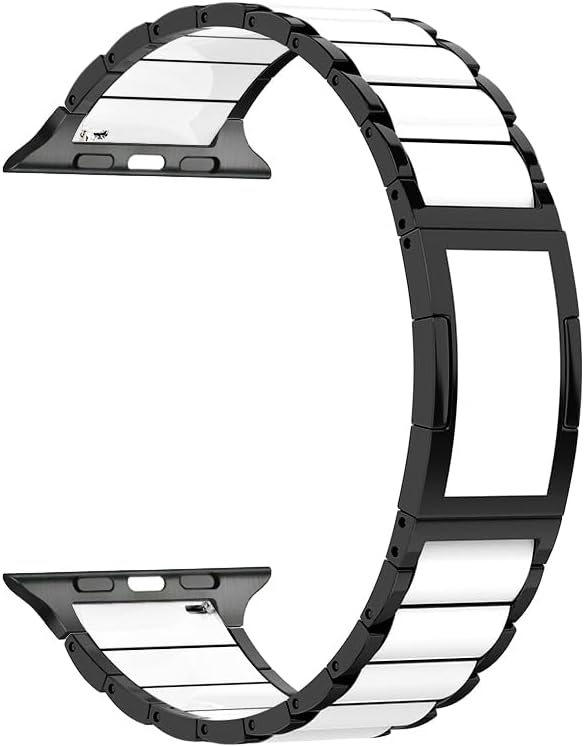 Stainless Steel Band with Ceramic-Like Finish for Apple Watch, 3-Piece Tapered Quick-Release Metal Bracelet for iWatch Series 11/10/9/8/7,SE 3/2 [2025] (42mm/41mm/40mm,Black)