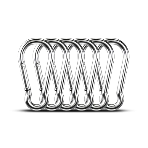 6pcs 6.20 inch Large 304 Stainless Steel Carabiner Clip Hooks Spring Snap