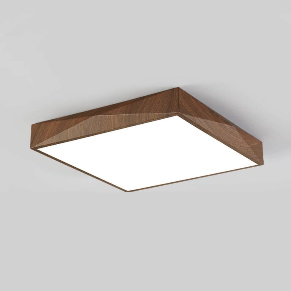 Ceiling Lighting Fixtures Modern LED Flush Mount Ceiling Light Walnut Wood Grain Lighting Fixture Square Dimmable Lamp with Remote Control for Kitchen Hallway Bedroom Laundry Room