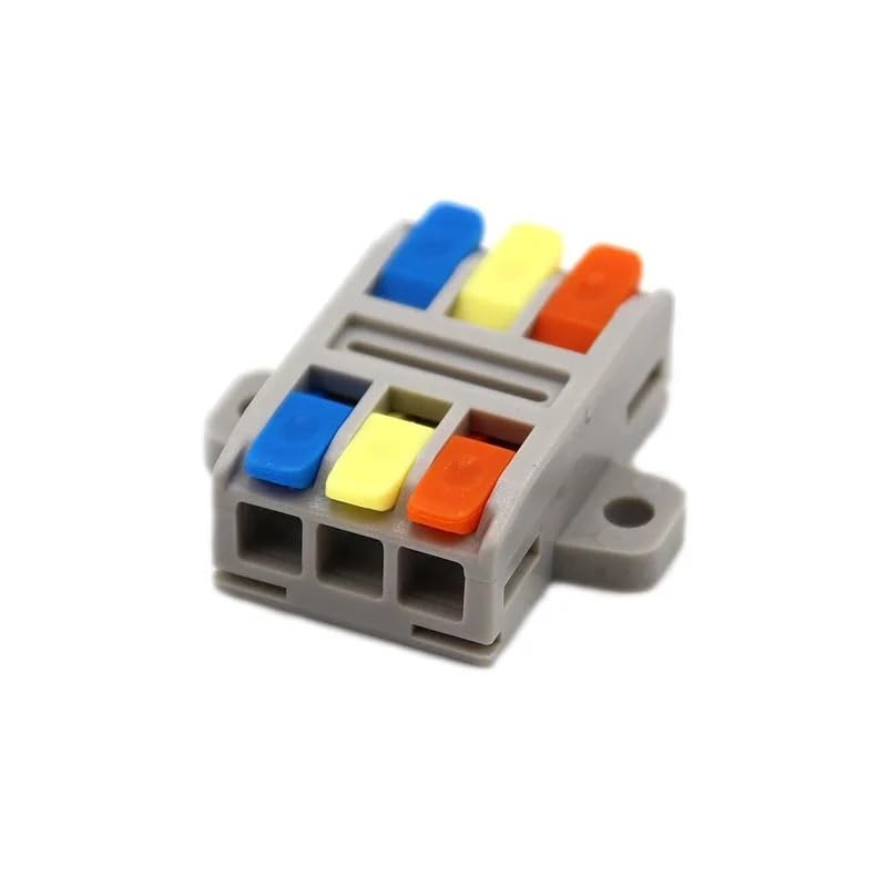 HUFFA Mini Conector de Cable, Bloques de terminales de Empalme de 2 y 3 Pines, Conectores eléctricos rápidos for iluminación de Tiras LED, Conector de Conductor con Base(229A-3PC,50PCS)