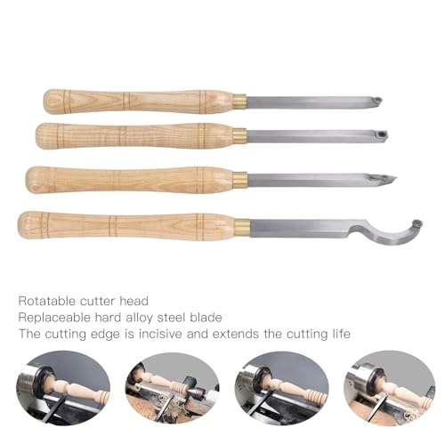 Kit de 4 herramientas para torno de madera con mango de madera miniatura 6