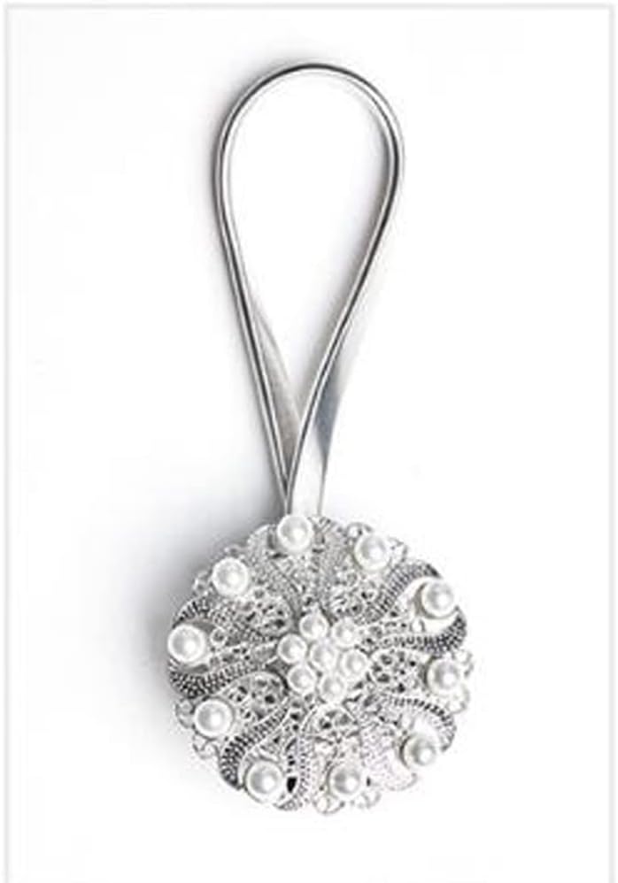 FMURY Pearl Curtain Tieback Window Screening Clip Living Room Accessories Curtains Buckle Tie Backs Holder(Black)