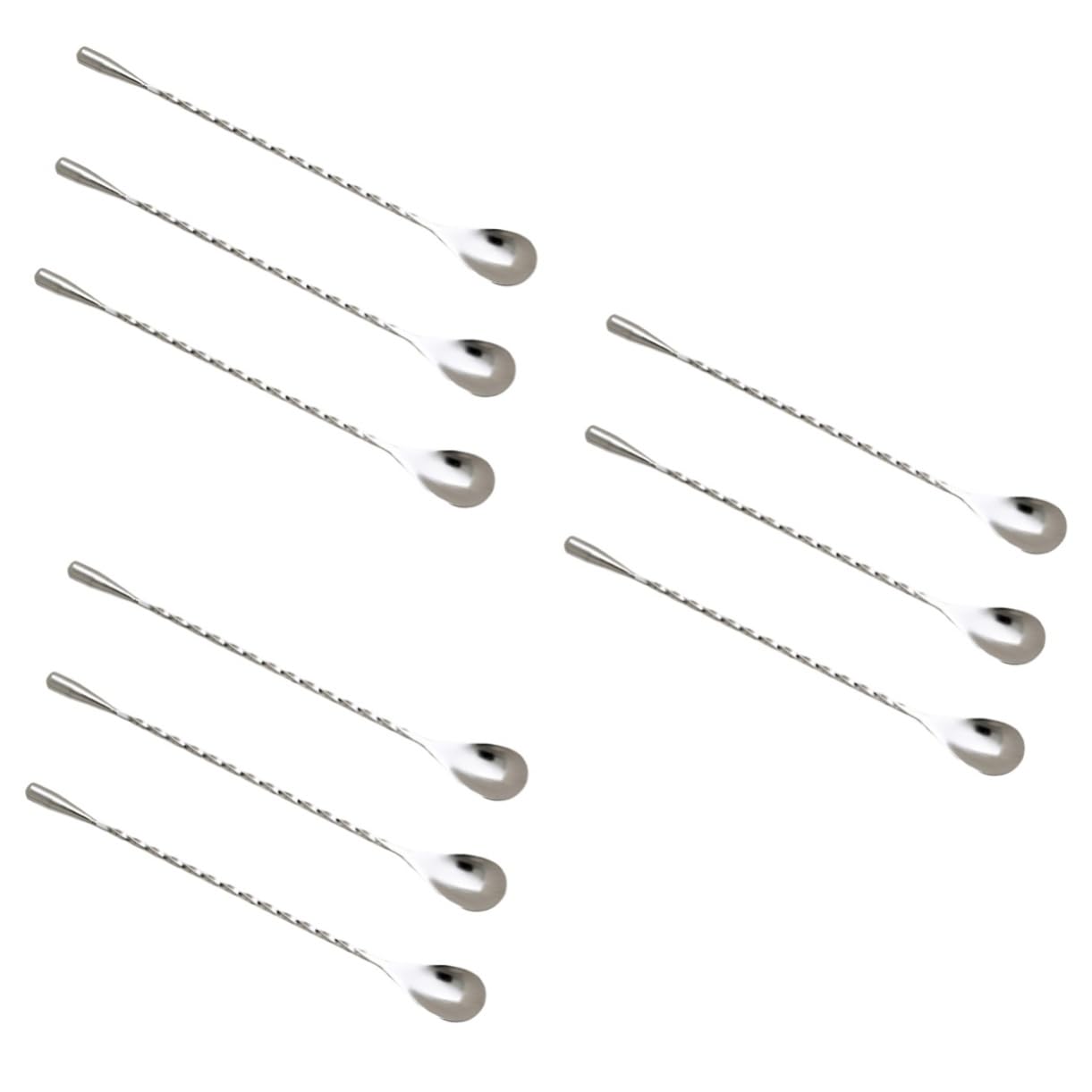 Amosfun 9 Stk Cocktaillöffel Tiki Rührstäbchen Kaffeerührlöffel Spiralstab -Rührstäbchen Rührlöffel mit langem Griff bar stool bartwuchsmittel Edelstahllöffel Kaffeelöffel Silver
