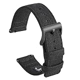 SEURE Canvas Quick Release Watch Band,Cotton Fabric Watch Straps 18mm 19mm 20mm 21mm 22mm 24mm for Men and Women(20,black-black)
