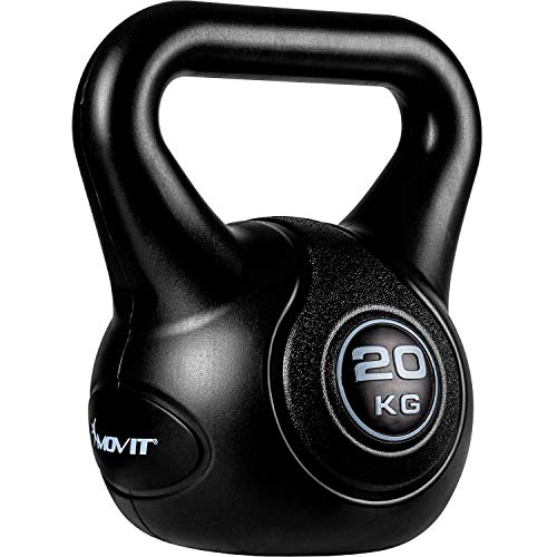 MOVIT Kettlebell STYLISH BLACK Kugelhantel mit Bodenschonender Kunststoffhülle 2 bis 20 kg Schadstoffgeprüft 20 kg Schwarz