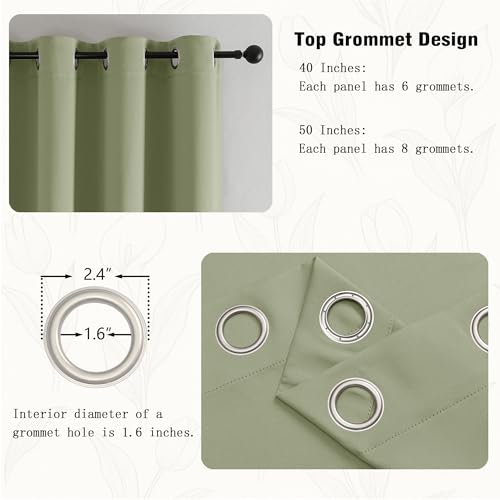 Image of Simplebrand Sage Green Kitchen Valances for Windows 18 Inches Long 2 Pack, Room Darkening Window Valances for Living Room, Grommet Short Straight Drape Kitchen Curtains for Bedroom Kids Room, 40Wx18L