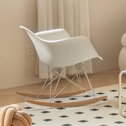 Cadeira de Balanço de Design Moderno, Base de Madeira Resistente a Arranhões, Balanço Interno Confor
