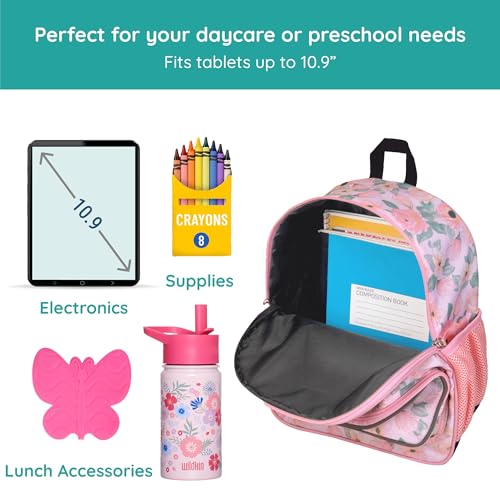 Image of Wildkin JumpOff Jo 12-inch Kids Backpack - Lightweight, Durable Toddler Bag - Floral Watercolor