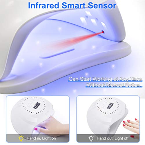 image for LetGoShop UV LED Nail Lamp 168W Quick-Drying Nail Dryer with 4 Timers 