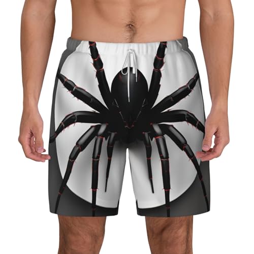 Men's Black Spider Print Quick-Dry Mesh Swim Trunks Stretch Lining Beach Shorts Surfing Summer Vacations2
