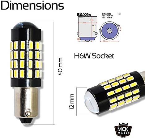 MCK Auto  H6W 54SMD BAX9S LED Canbus Bulbs Sidelight White Very Bright and Without Errors Compatible with F30 F31 F34 - EB3R2  Transform Your Ride