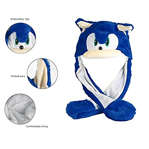 Anime Cosplay Hat,Soft Plush Ears Moving Hat Funny Beanie Hat Pressing Jumping Hat Cap Paws Will Make Ears Move, Cartoon Gifts For Men Women Boys And Girls Blue #TOP3