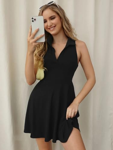 Image of Women's Elegant Floral Dress Coll. (All-Seasons) - Sleeveless /Short /Midi, V-Neck Ruffle, Fashion Casual Party Dresses