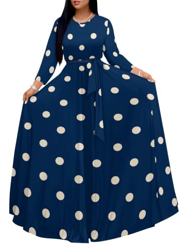 Image of PinkPatty Women's Long Sleeve Maxi Dress Plus Size Casual V Neck Wrap Dress with Pockets&Belt