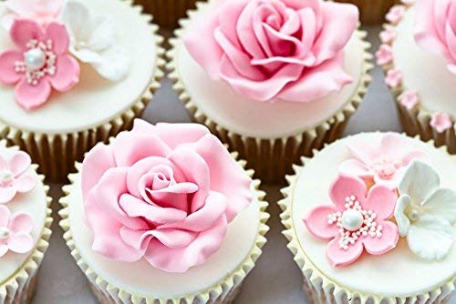 Image of Syga 3pcs Cake Decoration Mold, DIY One-Piece Molded Fondant Roses Printing Mould Tool Set, Food Grade Cutter Modeling Tools for Christmas Party Wedding Cake in Mould Dessert Decorators, White