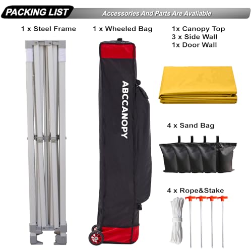 Image of ABCCANOPY Commercial Pop Up Canopy Tent with Sidewalls 10X15,Gold