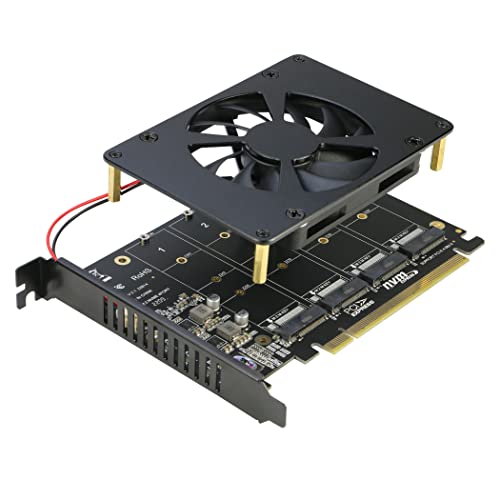 Adaptateur Quad NVMe PCIe RIITOP carte extension M.2 SSD vers PCI-e 4.0 x16 ventilateur