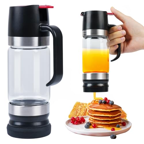 Ecopandy Honey Dispenser 12Oz No Drip with Base 2026 Upgrade, Glass Honey Jar pot with Handle, Syrup...
