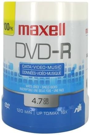Maxell : DVD-R Discs, 4.7GB, 16x, Spindle, Gold, 100/Pack -:- Sold as 2 Packs of - 100 - / - Total of 200 Each