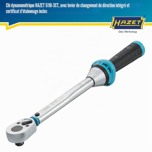HAZET clé dynamométrique 5110-3CT I Sortie : carré 10 mm (3/8 pouce), tolérance : 3 %, 30 dents (angle d'actionnement 12 degrés) I cliquet réversible facile à utiliser pour voiture et vélo I 320 mm'. – vue 2