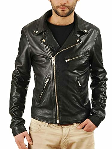 Image of SKADO Genuine Leather Jacket Men Real Leather Jacket Biker Soft Lambskin SlimFit