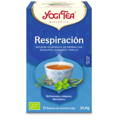 Yogi Tea, Respiración Bio - Con Eucalipto, Albahaca y Tomillo - Sin Cafeína - 17 bolsitas (30,6g)