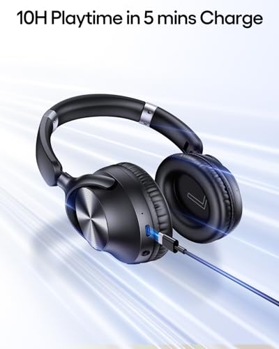 Image of TAGRY Hybrid Active Noise Cancelling Headphones 100H Playtime Wireless Over Ear Bluetooth Headphone with Fast Charging Hi-Res Audio Comfort Earcups Headsets for Travel Home Office Phone PC