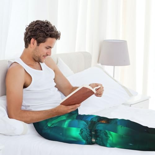 Northern Lights Print Adult Sleep Lounge Pajama Pants,Men Pajama Bottoms With Pockets Drawstring3