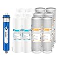 Membrane Solutions Replacement Filters for Hydro-Logic Stealth RO300 and RO150, 150 GPD RO Membrane, 5-Micron 10" x 2.5" PP Sediment Filters and Carbon Filters