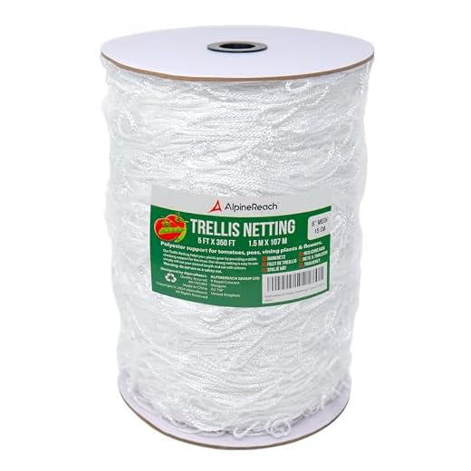AlpineReach Trellis Netting 5 x 350 ft Heavy Duty Polyester White - 6 Inch Mesh Support Twine for Growing High Yield Tomatoes, Peas, Vine Climbing Plants Fruits Vegetables
