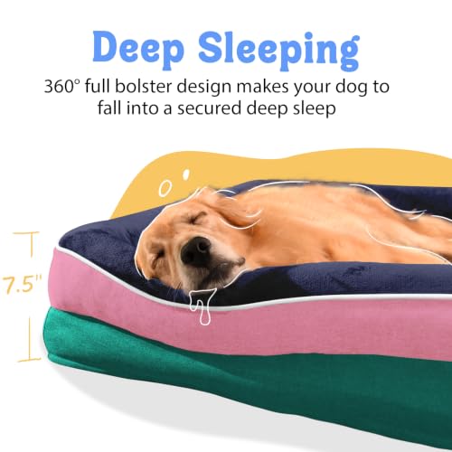Image of Chez Paw Waterproof Orthopedic XL Dog Bed for Large and Extra Large Dogs | Egg Crate Foam, 4-Sided Bolster Support, Waterproof Liner, Non-Slip Bottom, Machine Washable Cover, 42 x 30 Inch