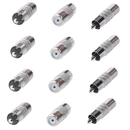 RCA Male to F Female Coax Adapter, AV Coaxial Connector for Audio/Video Applications (50 Pack)
